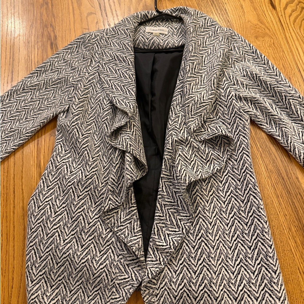 Calvin Klein Black and White Chevron Blazer